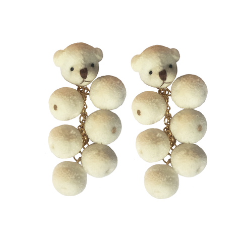 teddy bear plush earrings