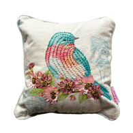 Beaded Bird Throw Pillow