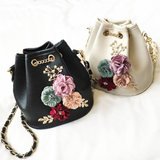 Black Floral Bucket Bag
