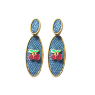 Cherry Denim Earrings