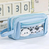 Multi Layer Pencil Pouch with Clear Front Pocket