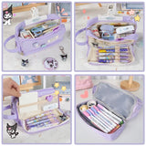 Large 3 Compartment Kawaii Pencil Case