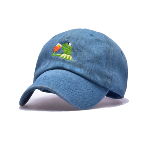 Embroidered Kermit Denim Baseball Cap