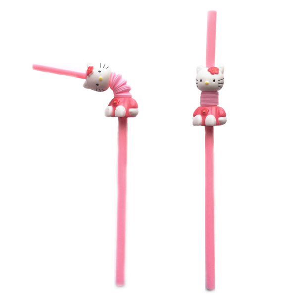 Supply Super cute Hello Kitty retractable bent cartoon straw pink kt drink  straw wholesale