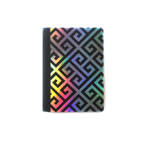 Holo & Glitter Greek Meander Mini Composition Notebook