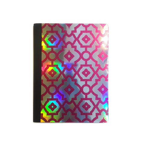 Holo & Pink Glitter Arabesque Composition Notebook