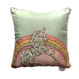 Beaded Rainbow Unicorn Throw Pillow