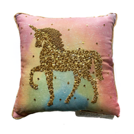 Beaded Unicorn Throw Pillow