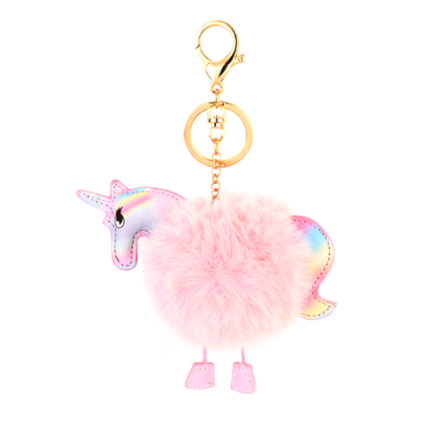 Unicorn Faux Fur Keychain